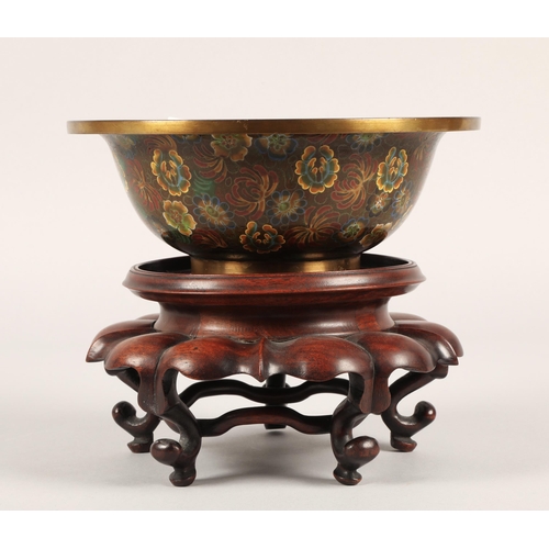 20 - Cloisonne bowl and stand, bowl 22cm diameter, stand bigger than bowl