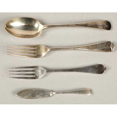 209 - Hallmarked silver flatware to include spoon and fork Sheffield 1896, another fork London 1892, and a... 