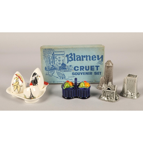 23 - Boxed Blarney cruet set, Royal Winton salt & pepper cruet set & another 