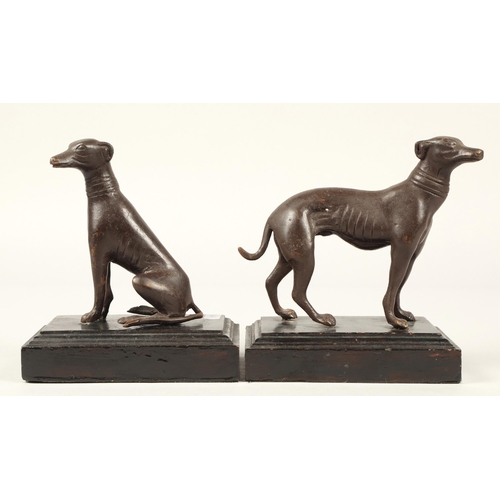 241 - Pair bronzed greyhound figures on wooden stands