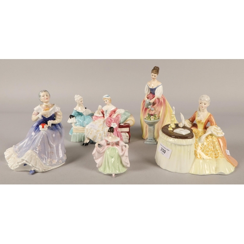 250 - Five Royal Doulton figures to include 'Meditation' HN2330, 'Alexandra' HN3286, 'The Love Letter' HN2... 