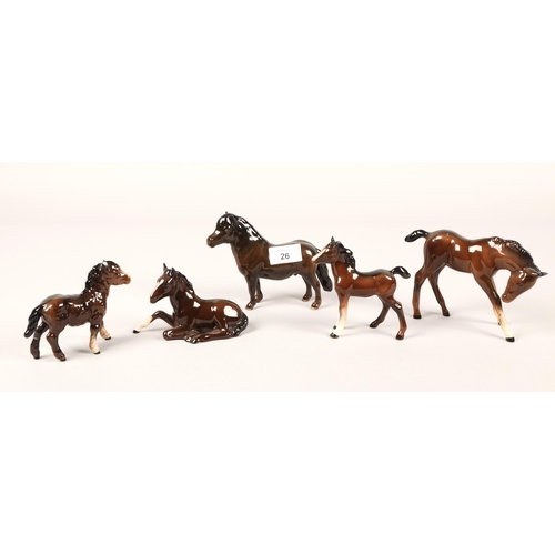 26 - Five Beswick horse figures 