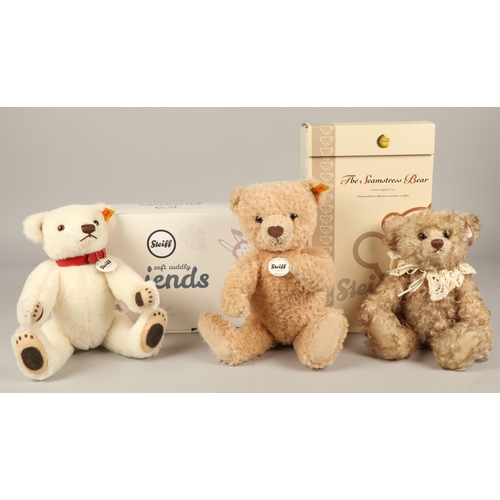 266 - Three Steiff bears to include Hannes, The Seamstress Bear (boxed limited edition), and a growler bea... 