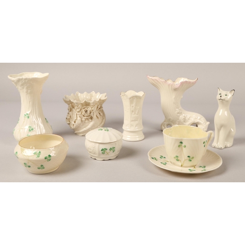 30 - Belleek, eight assorted pieces