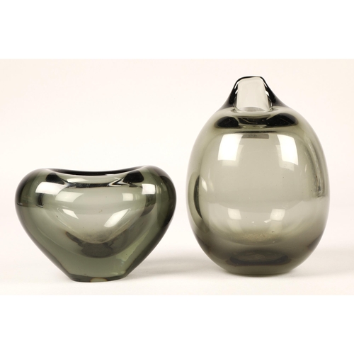 46 - Per Lütken Holmegaard art glass vase & bowl, signed and dated 1955 and 1957