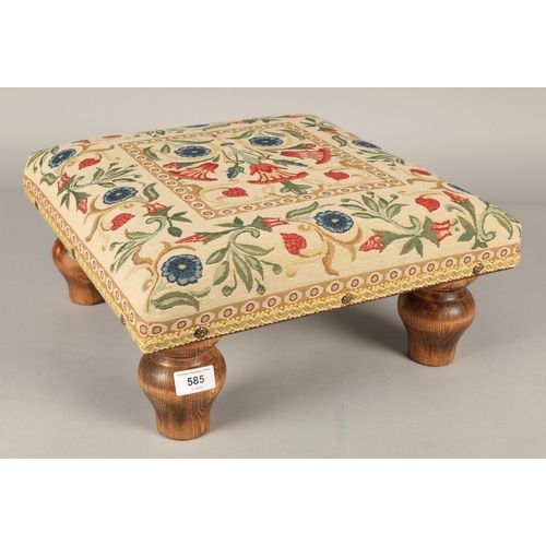 585 - Floral decorated tapestry footstool