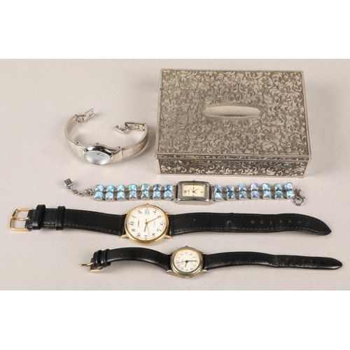 68 - Four wristwatches in white metal box