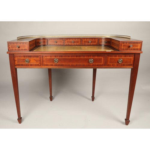 594 - Carlton House style leather topped desk, H 84.5cm, W 115.5cm, D 53.5cm