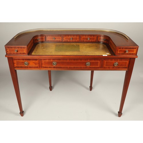 594 - Carlton House style leather topped desk, H 84.5cm, W 115.5cm, D 53.5cm