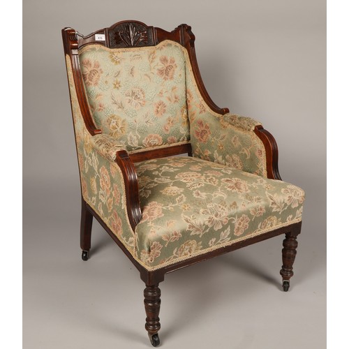 616 - Victorian floral upholstered armchair 