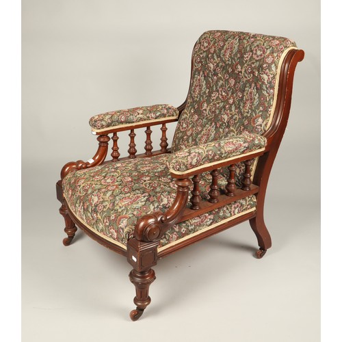 633 - Victorian floral upholstered armchair 