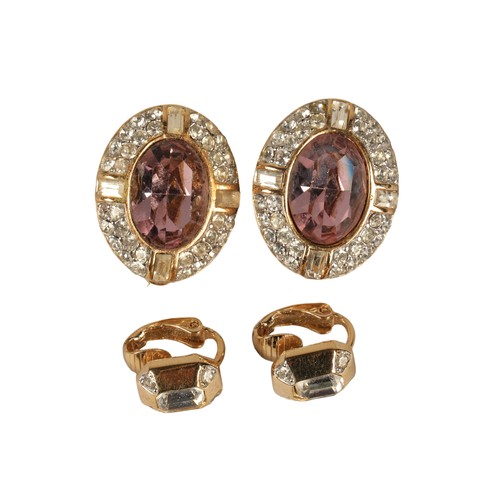 56 - Two pairs vintage Givenchy clip on costume earrings