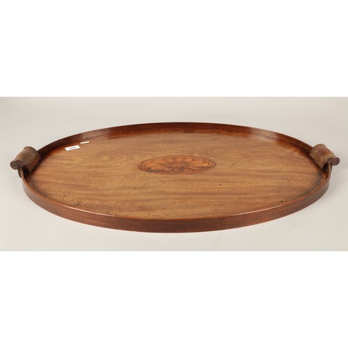 652 - Edwardian oval twin-handled tray & stand 