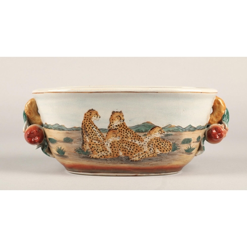 198 - Oriental fishbowl planter, mark to base