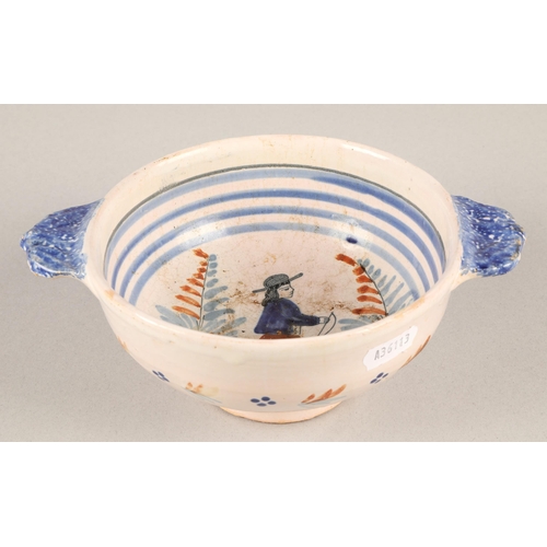 200 - Quimper ware bowl with two flat handles