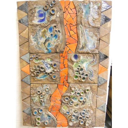 372 - Paul B Hardcastle. Abstract ceramic mosaic wall panel constructed from recycled materials having a c... 