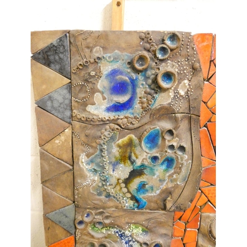 372 - Paul B Hardcastle. Abstract ceramic mosaic wall panel constructed from recycled materials having a c... 