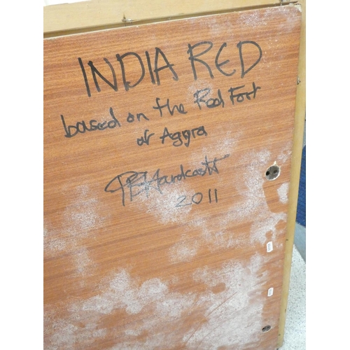 376 - Paul B Hardcastle. ''India Red - After the Fort at Agra''Indian architectural studyOil on panel75cm ... 