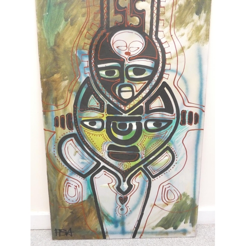 380 - Paul B Hardcastle.Abstract African deityOil on canvas. Signed lower left.75.5cm x 122cm.... 