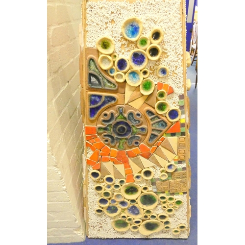 384 - Paul B Hardcastle. Abstract ceramic mosaic obelisk constructed from recycled materials having cerami... 