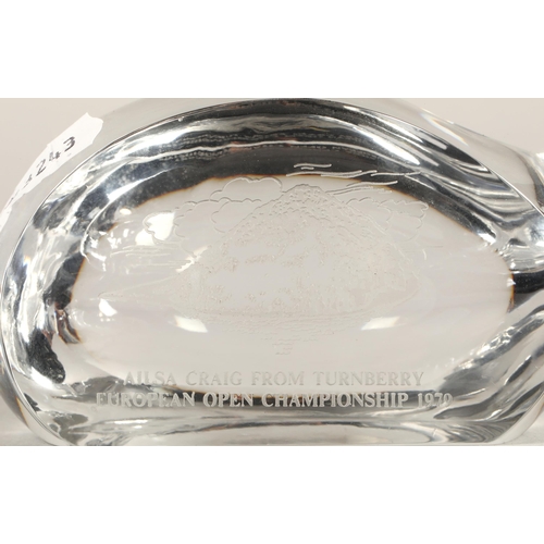 19 - Golf-interest: glass Royal Troon Open 2004 paperweight, wooden club head 'Squibb' Royal Troon 1982 O... 