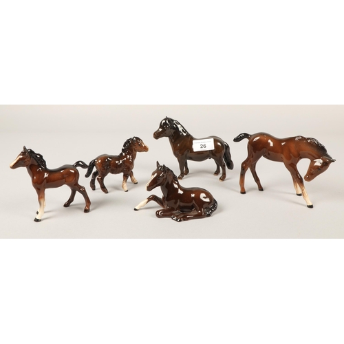 26 - Five Beswick horse figures 