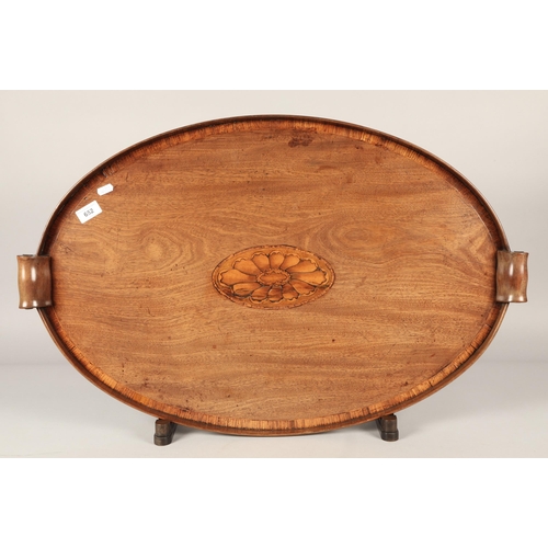 652 - Edwardian oval twin-handled tray & stand 