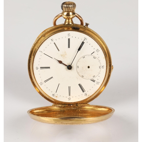 79 - 18K gold half hunter pocket watch, total weight 89.7g