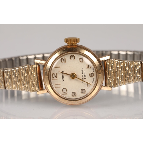 111 - 9ct gold ladies Vertex wristwatch on expanding strap