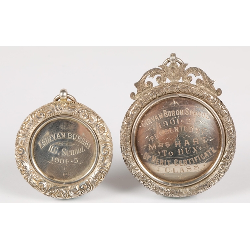 123 - Two cased Girvan Burgh School medals awarded to an Alexander Smellie, Dux dated 1901-1902 (hallmarke... 