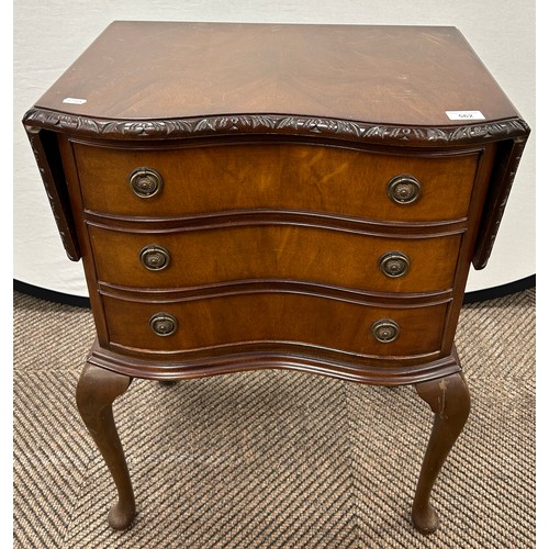 562 - Mahogany three-drawer chest with drop-leaf top 