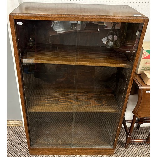 573 - Oak glazed bookcase, 110cm high