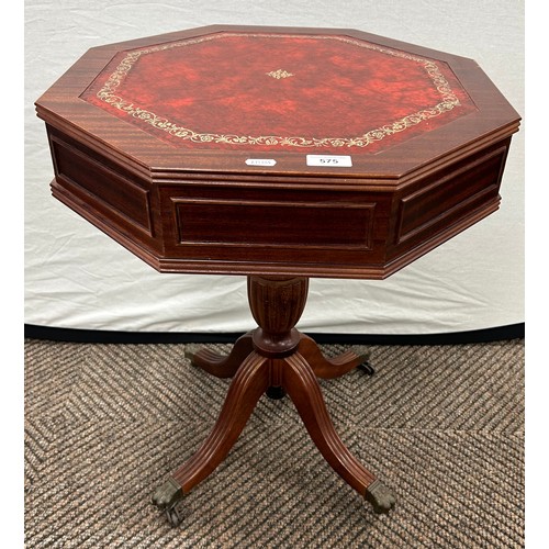 575 - Octagonal leather topped side table