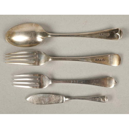 209 - Hallmarked silver flatware to include spoon and fork Sheffield 1896, another fork London 1892, and a... 