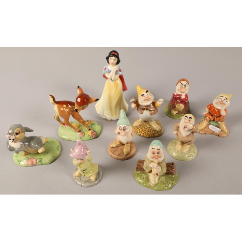 247 - Royal Doulton limited edition Disney figurines to include Snow White and the Seven Dwarves, Bambi, a... 