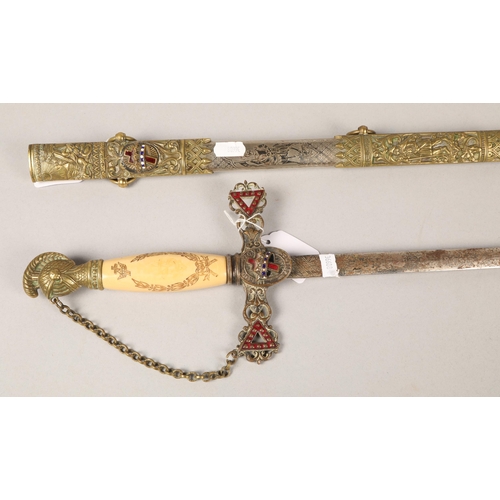 259 - Masonic ceremonial sword & scabbard, 97cm length