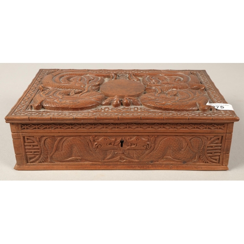 275 - Leather jewellery box & carved jewellery box 