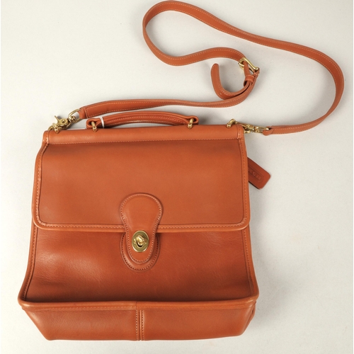 279 - Coach tan leather shoulder bag, 23cm x 27cm