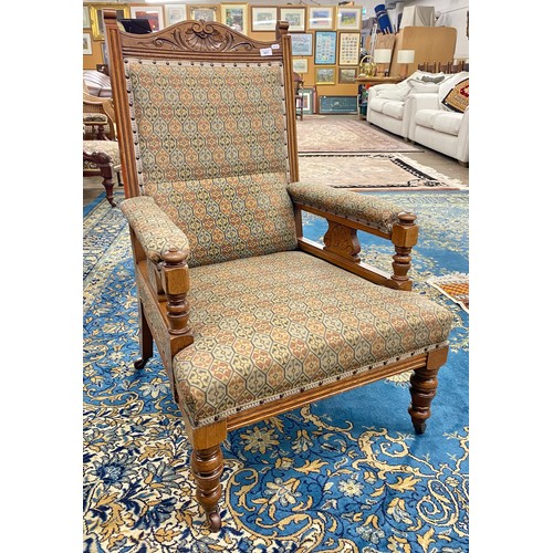 607 - Victorian upholstered parlour chair 