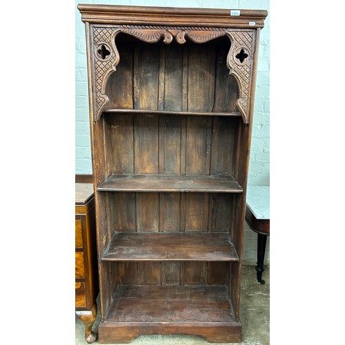 606A - Hardwood Oriental-style open bookcase, 168cm high