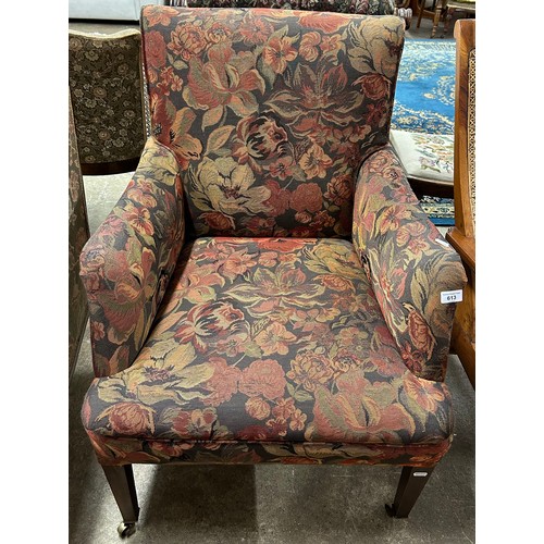 613 - Floral upholstered armchair 