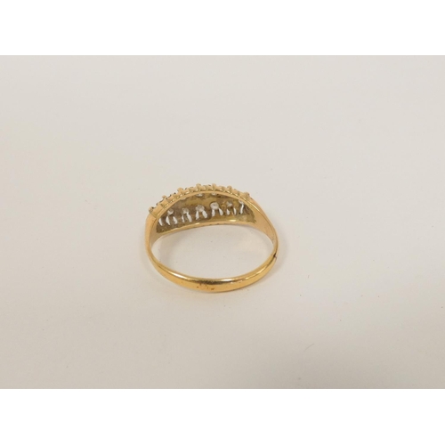 103 - Diamond half hoop cluster ring in gold '18ct' Size 'O' 3.3g