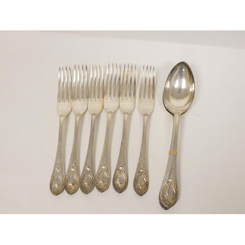 113 - E.p. part cutlery service of feather edge pattern and other flatware