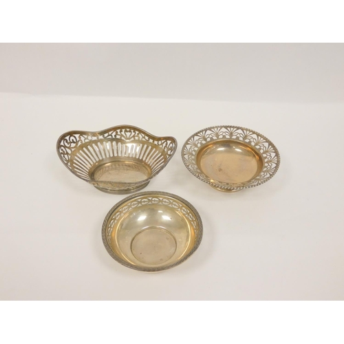 119 - Dutch silver pierced oval bon bon dish and two others (3)