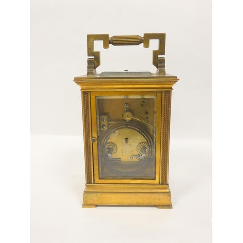 141 - Repeating lever carriage clock for Edward (Glasgow) with pierced engraved masks and silvered platfor... 