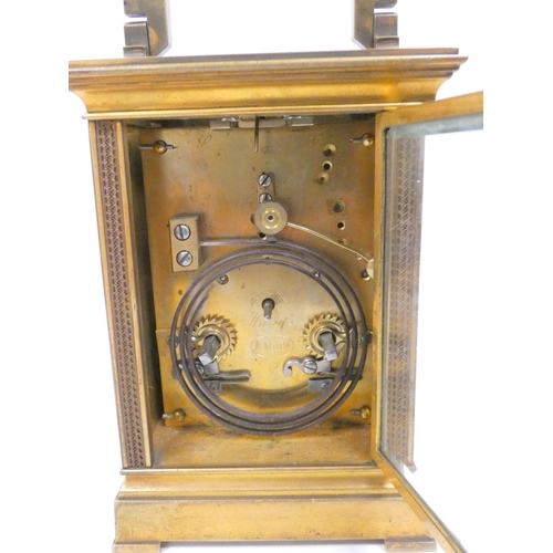 141 - Repeating lever carriage clock for Edward (Glasgow) with pierced engraved masks and silvered platfor... 