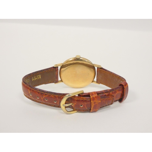 74 - Gents Lanco 9ct gold watch on strap, 1950's