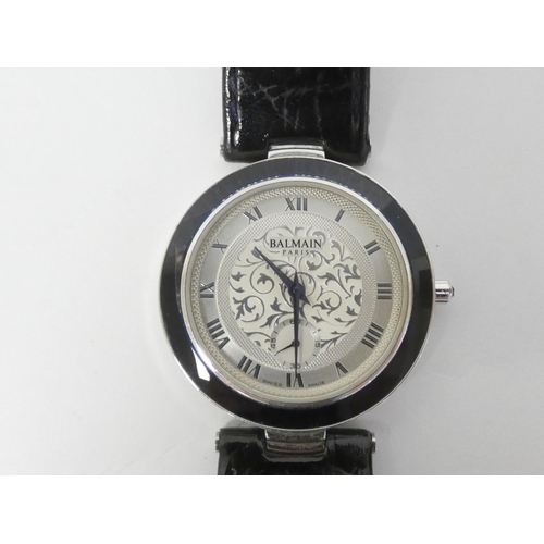 84 - Gent's Pierre Balmain watch, stainless, on strap, boxed.