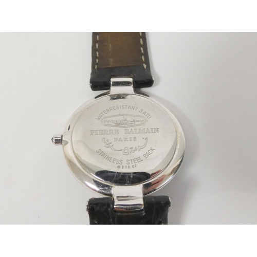 84 - Gent's Pierre Balmain watch, stainless, on strap, boxed.