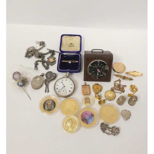 87 - Two silver watch guards and various silver, rolled gold and other items.